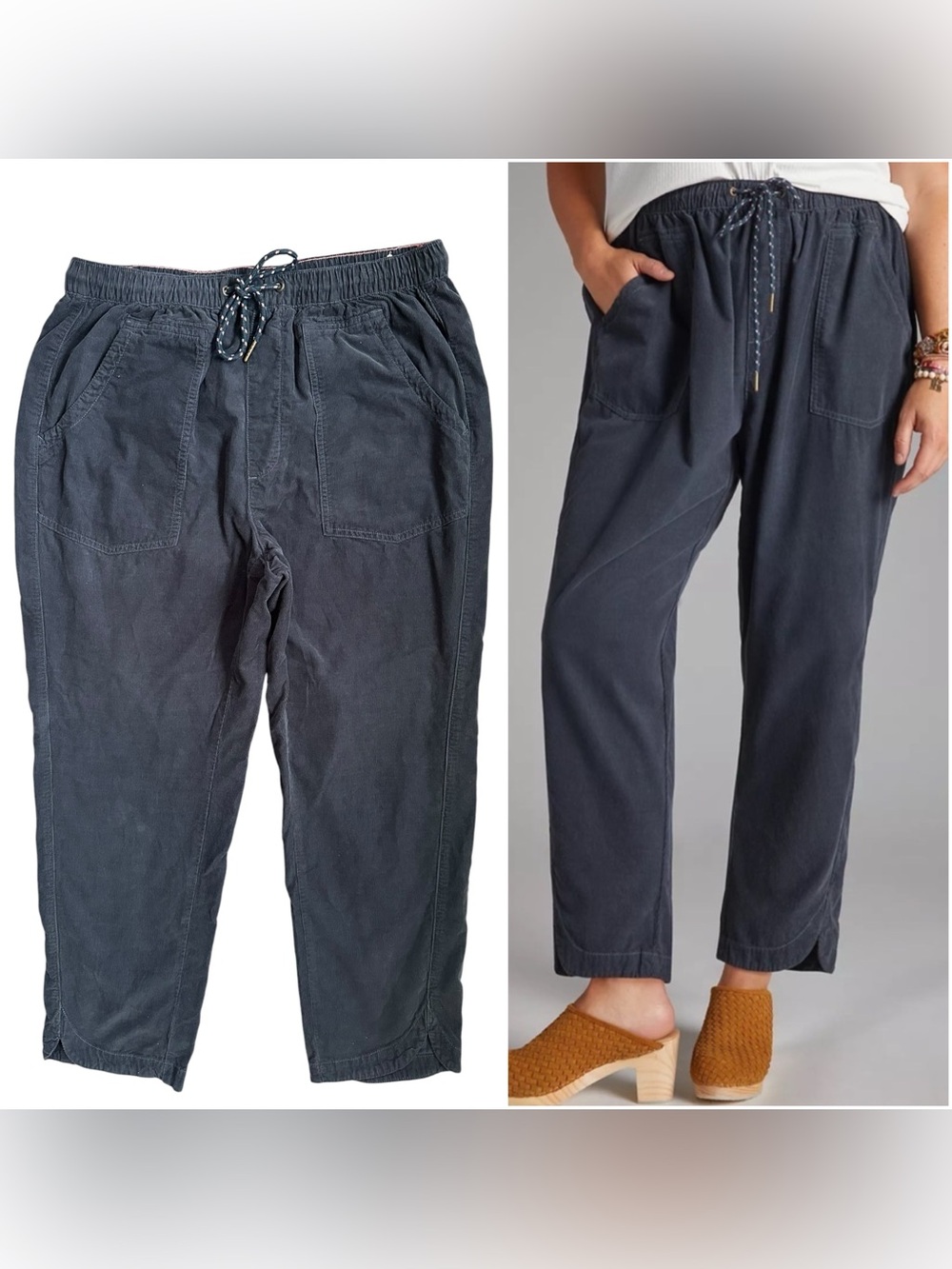 Anthropologie Pilcro The Cottage Muted Navy Corduroy Drawstring Pants Medium